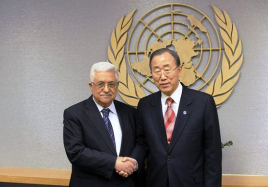 Fuente EFE/END | Mahmud Abbas (Presidente de la Autoridad Nacional Palestina) y Ban Ki-moon (Secretario General de las Naciones Unidas)